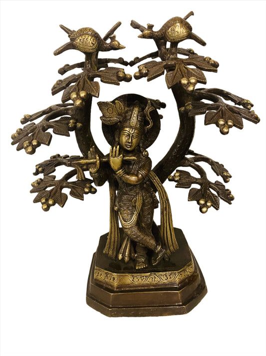 Hand Finished Brass Krishna Statues - 36cm x 31cm x 22cm
