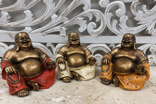 Happy Buddha (HoTei) with Mala and Gold - Available in 3 Colors