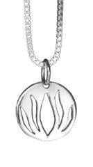 Sterling Silver Hand Cut Lotus Tag Pendant