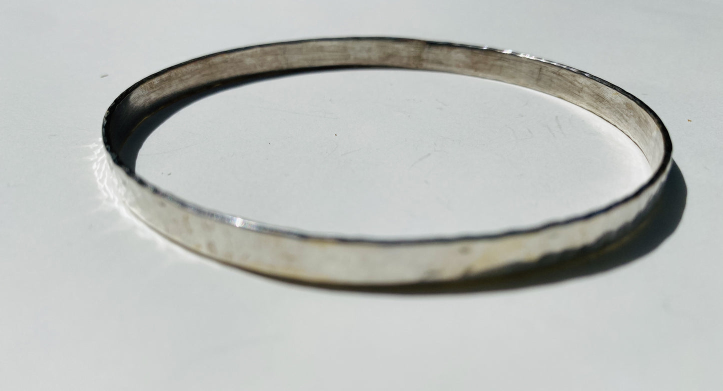 Sterling Silver Hammered Bangle Bracelet