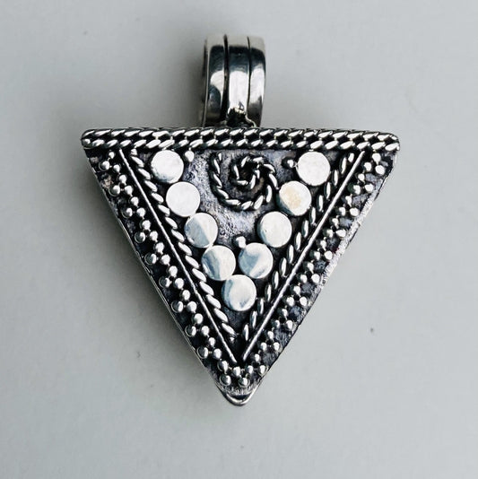 Handmade Sterling Silver Triangle Balinese Prayer Box Locket