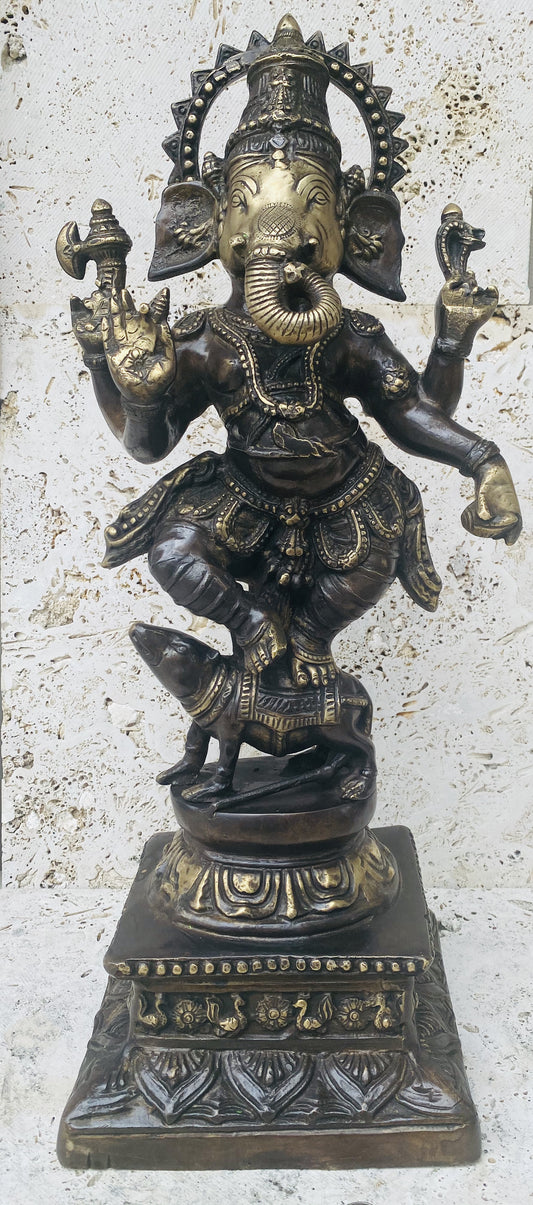 Hand Finished Brass Ganesh Statues - Remover of Obstacles 57cm x 22cm x 20cm