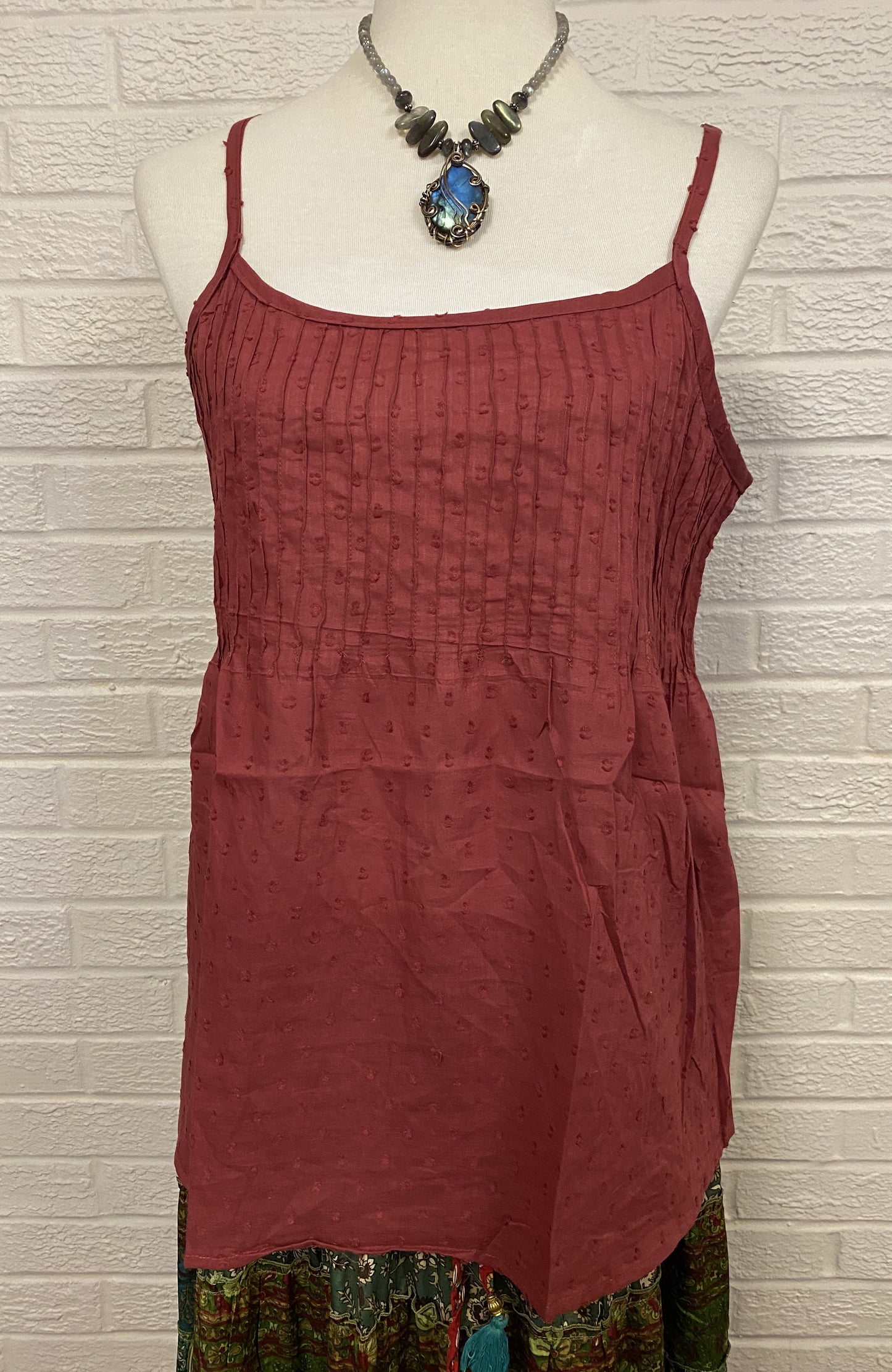 Cotton Tank Top with pleated detail on top - 4 Colors Available