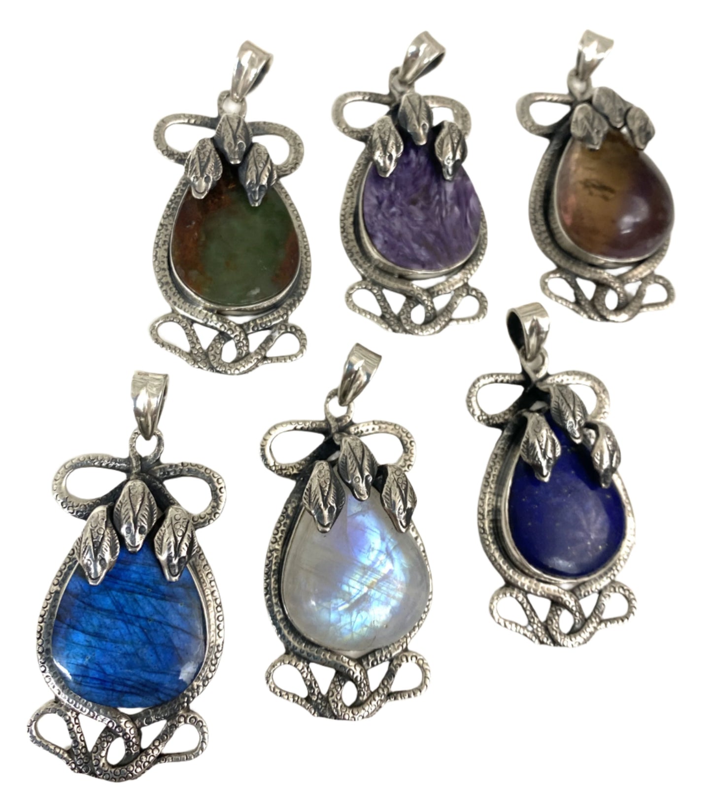 Sterling 3 Headed Snake Pendants