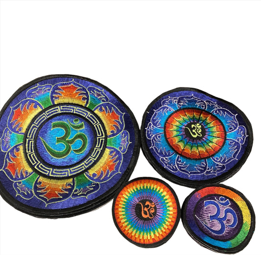 Handmade Rainbow Om Mandala Embroidered Patches