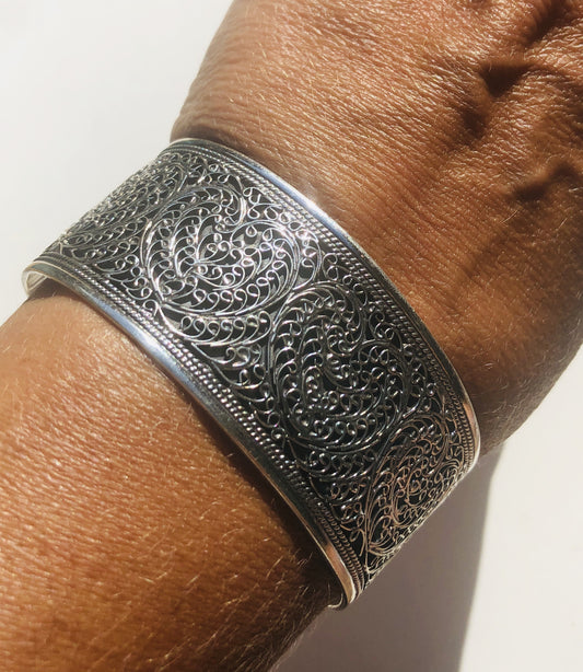 Sterling Silver Rajasthani Wide Filigree Bracelets