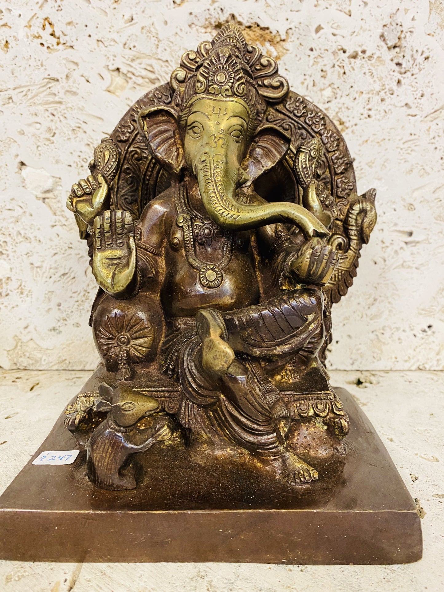 Hand Finished Brass Ganesh Statues - Remover of Obstacles 23cm x 19cm