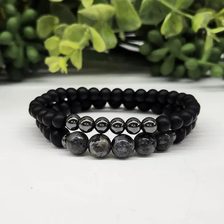 Double Strand Gemstone Stretchy Bracelet