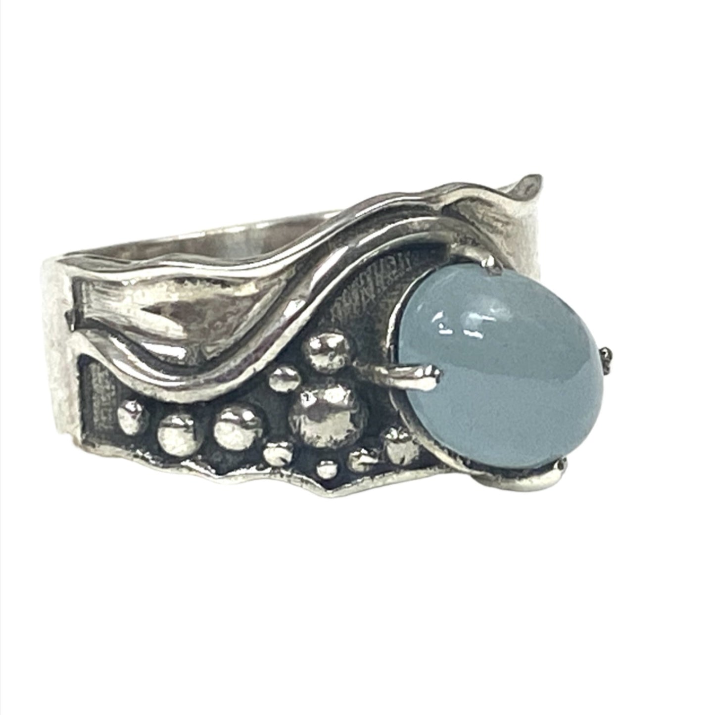 Sterling Silver Aquamarine Abstract Ring - Available in sizes 5-10