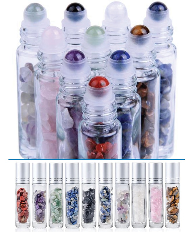 Gemstone Infused Organic Essential Oil Roll On Bottle Perfume