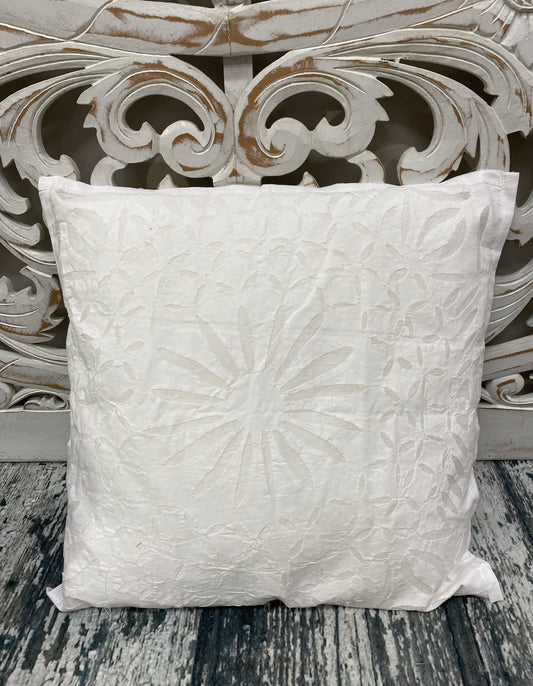 Hand Cut and Appliqued Throw Pillow Cases - White