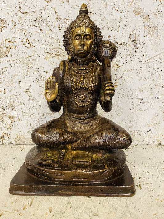 Hand Finished Brass Hanuman Statues - 30cm x 18cm