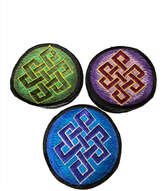 Handmade Embroidered Buddhist Endless Knot Rainbow Patches
