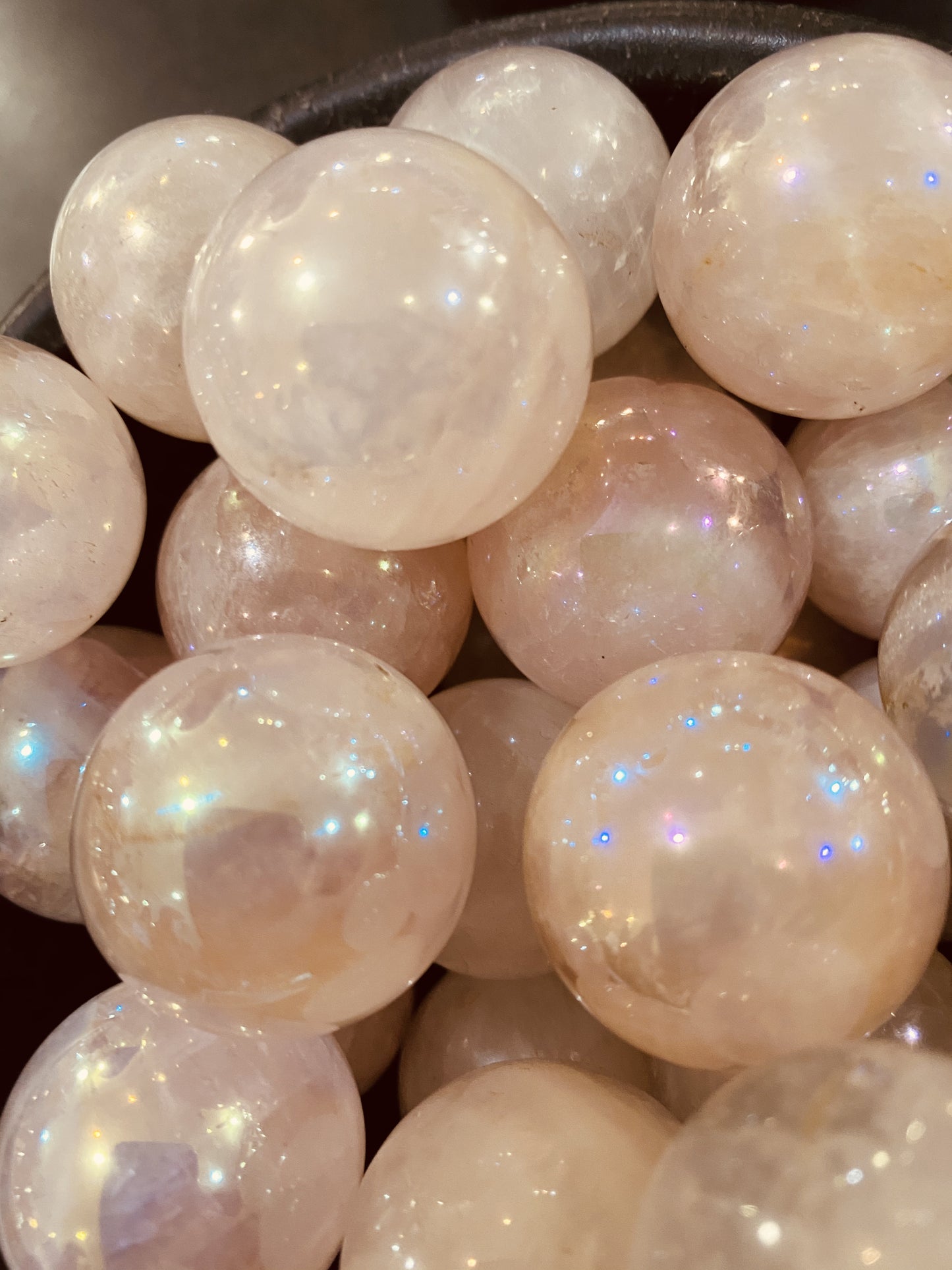 Angel Aura Rainbow Rose Quartz Spheres