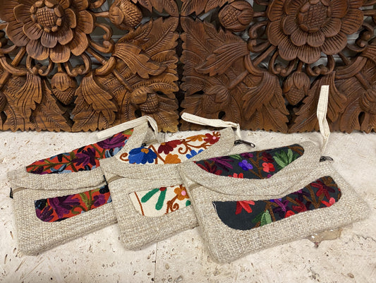 Hemp Pouch with Kashmiri Embroidery