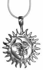 Sterling Silver Crescent Moon & Sun Pendant