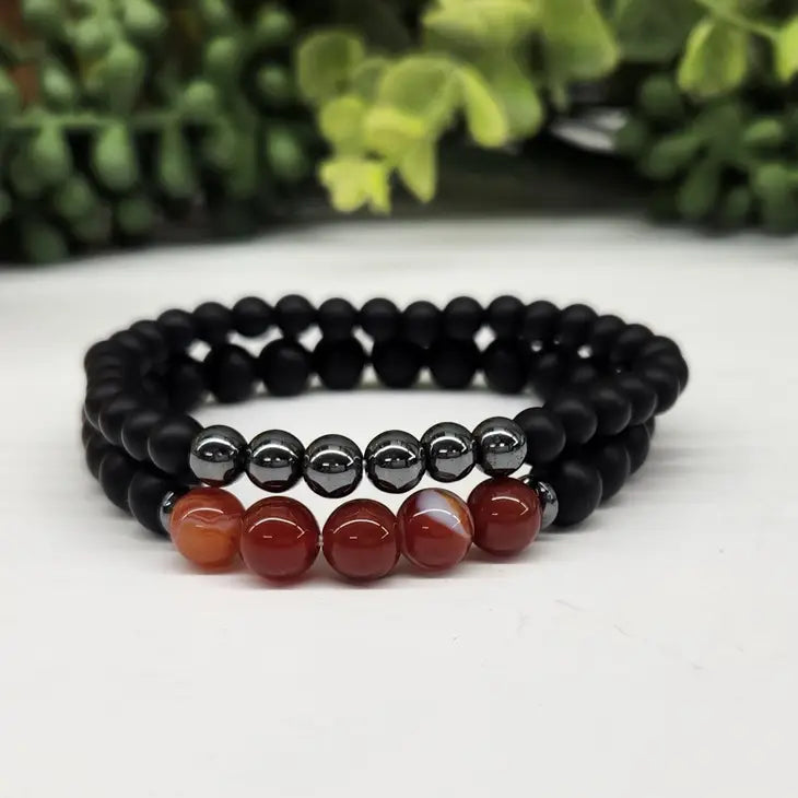 Double Strand Gemstone Stretchy Bracelet