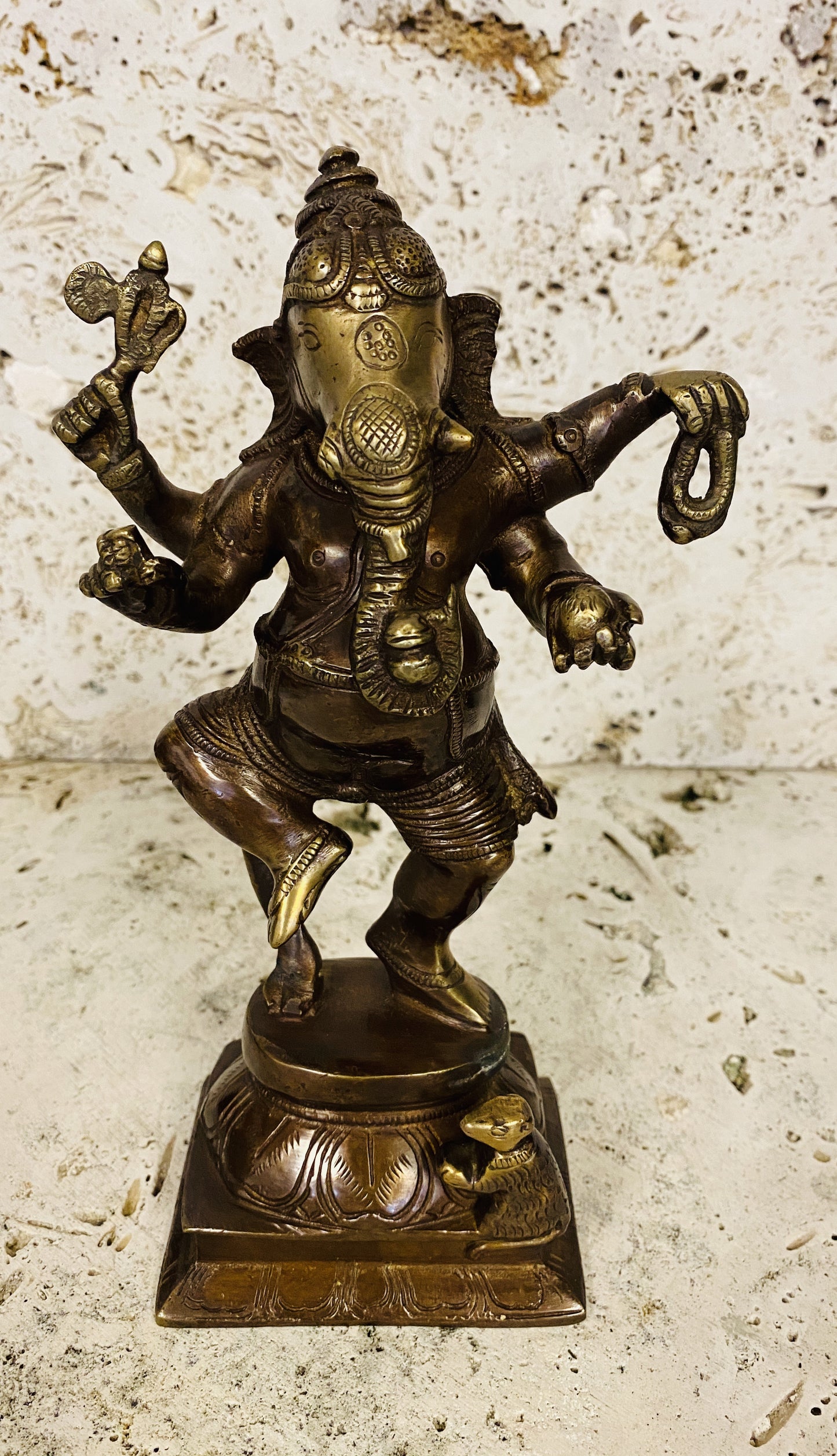Hand Finished Brass Ganesh Statues - Remover of Obstacles 22cm x 13cm