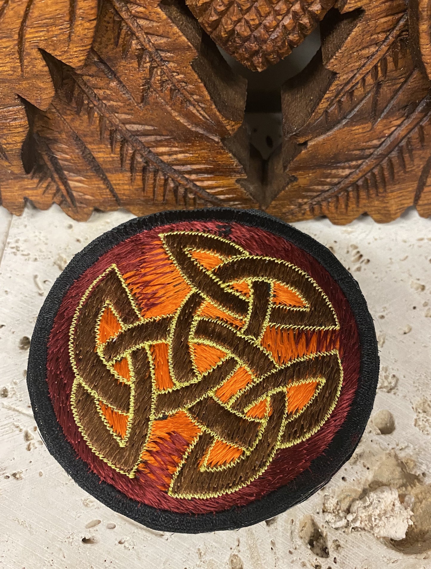 Handmade Embroidered Buddhist Knot Rainbow Patches