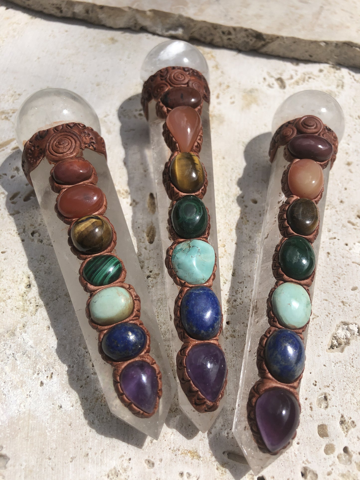 9 Stone Hand made Chakra Crystal Wands