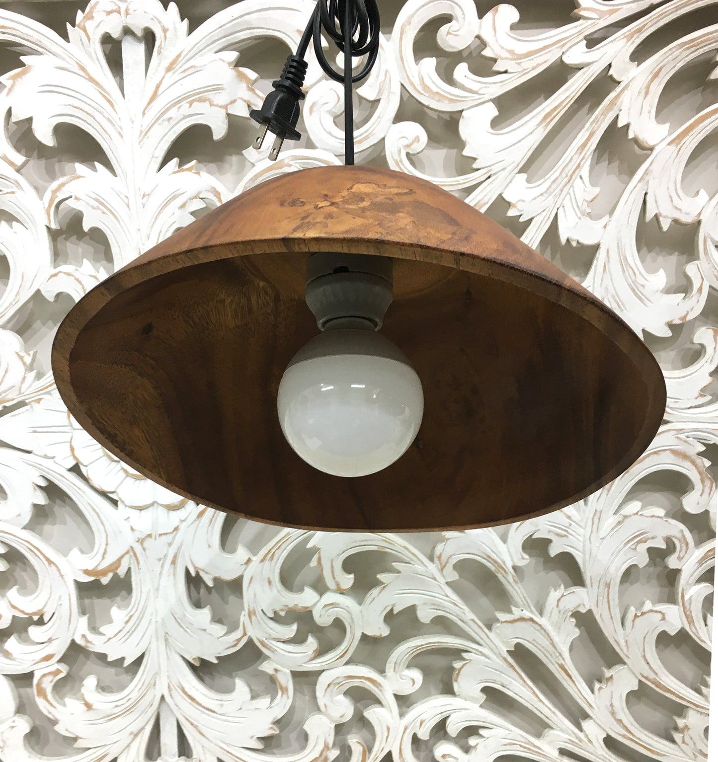Angled Shade Teak Wood Lamp
