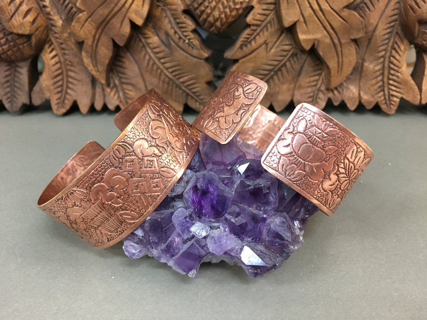 Sacred Symbol Copper Cuff Bracelets