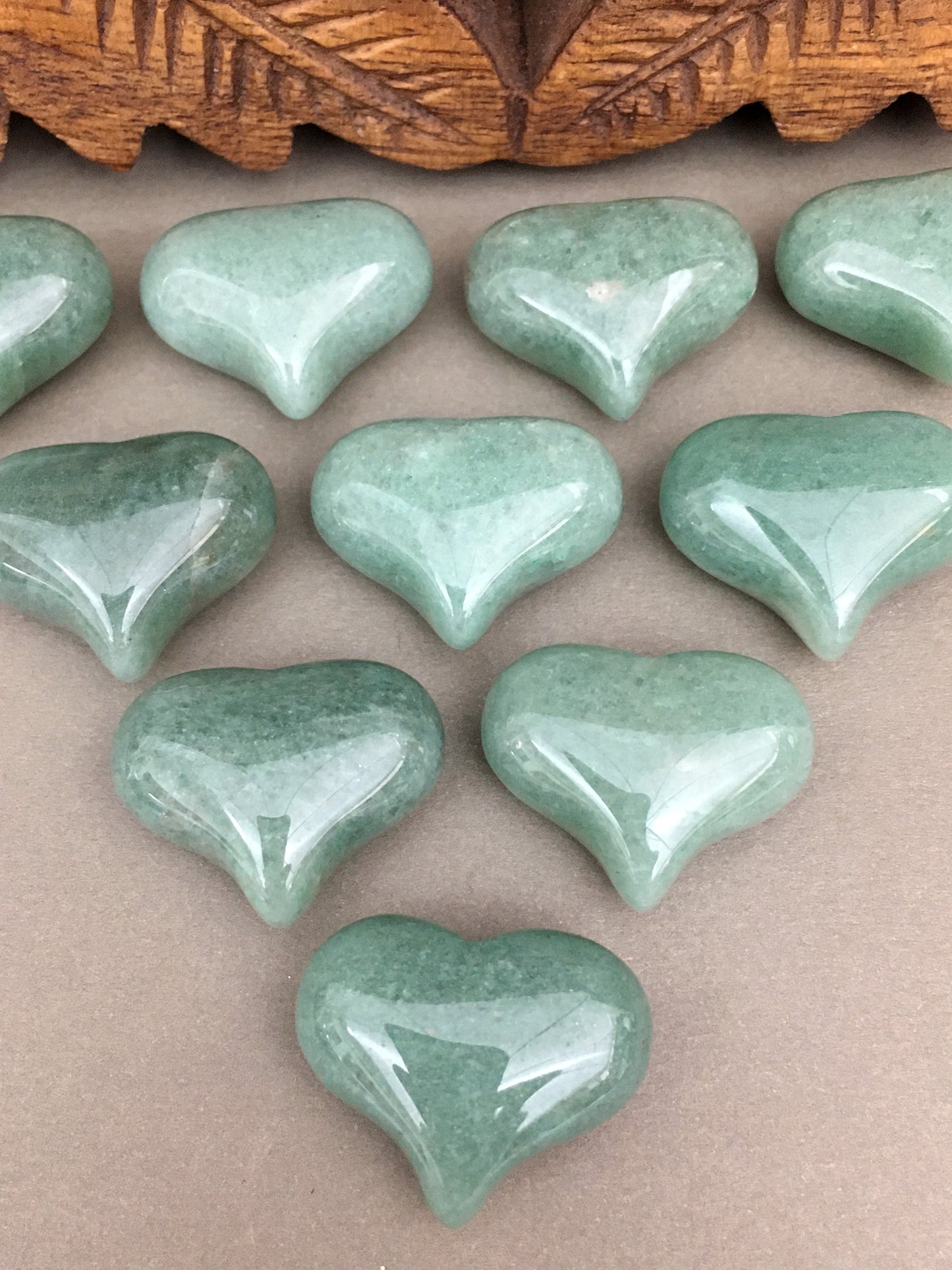 Green Aventurine Puffy Hearts