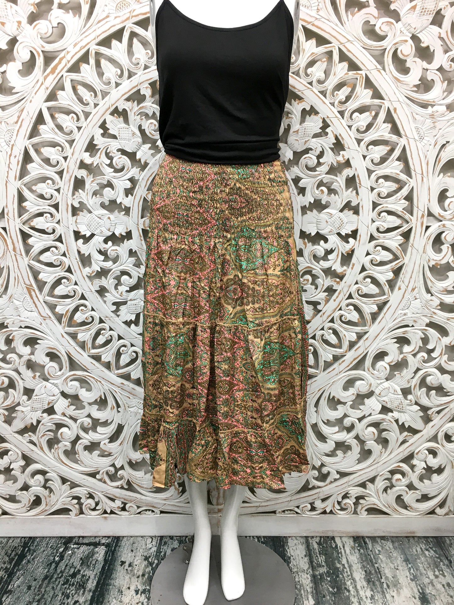 Silk Sari Smocking Skirt