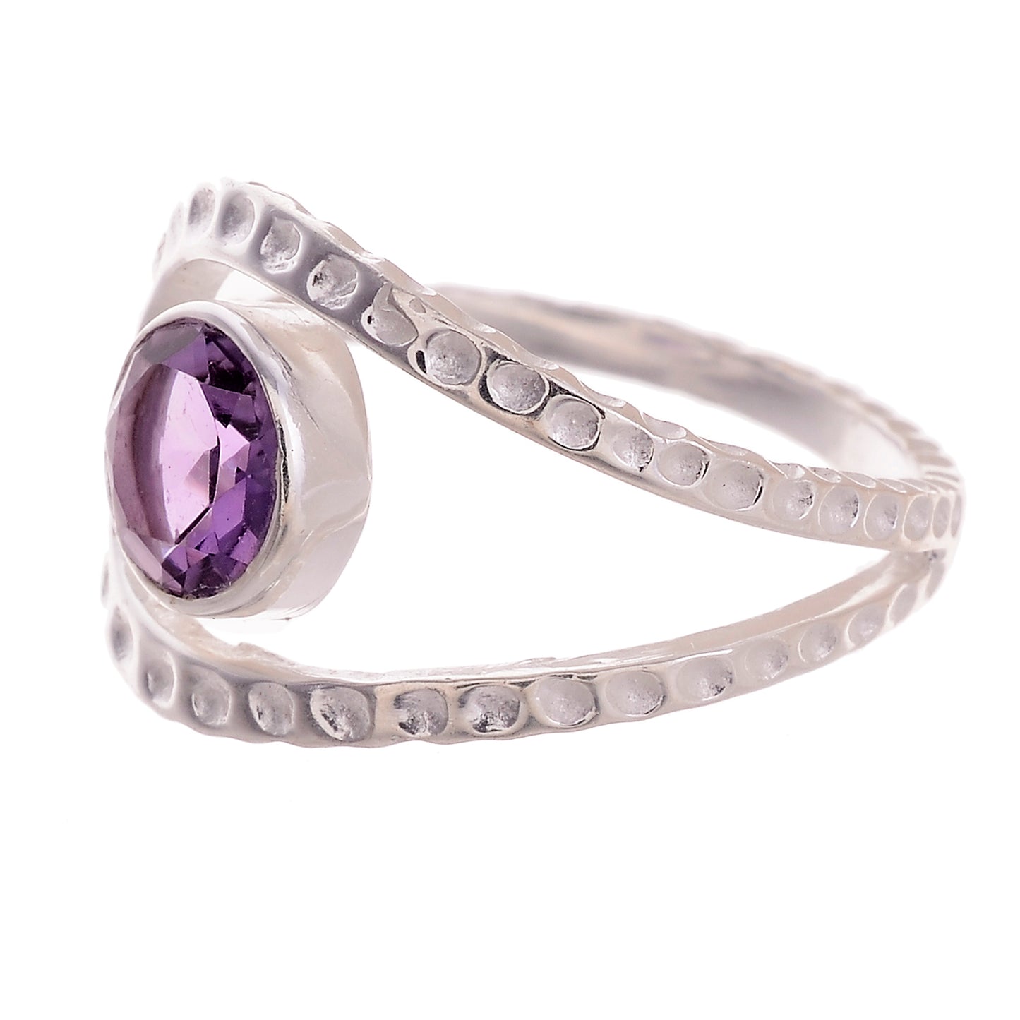 Sterling Silver Hammered Gemstone Laso Ring - Available in 16 stone