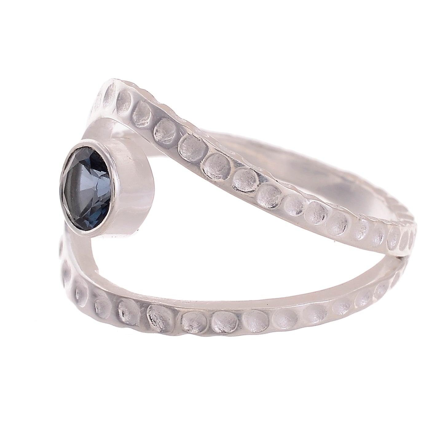 Sterling Silver Hammered Gemstone Laso Ring - Available in 16 stone