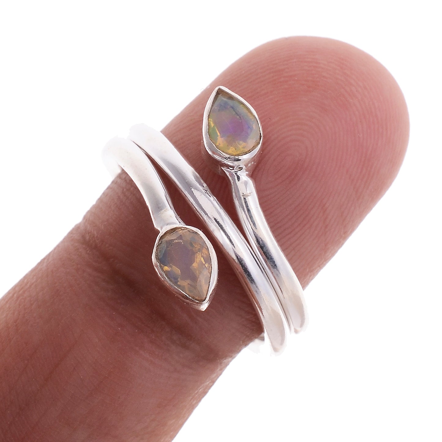 Sterling Silver Double Stone Wrap Ring