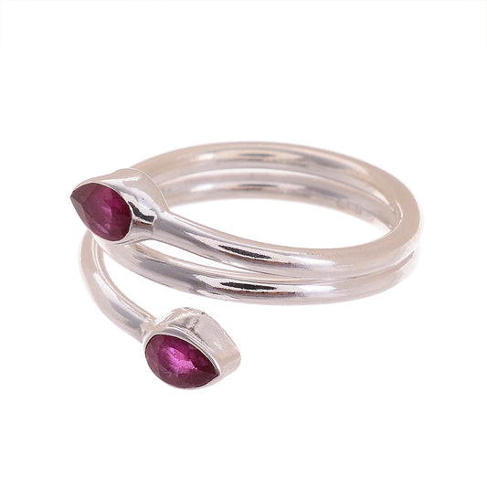 Sterling Silver Double Stone Wrap Ring