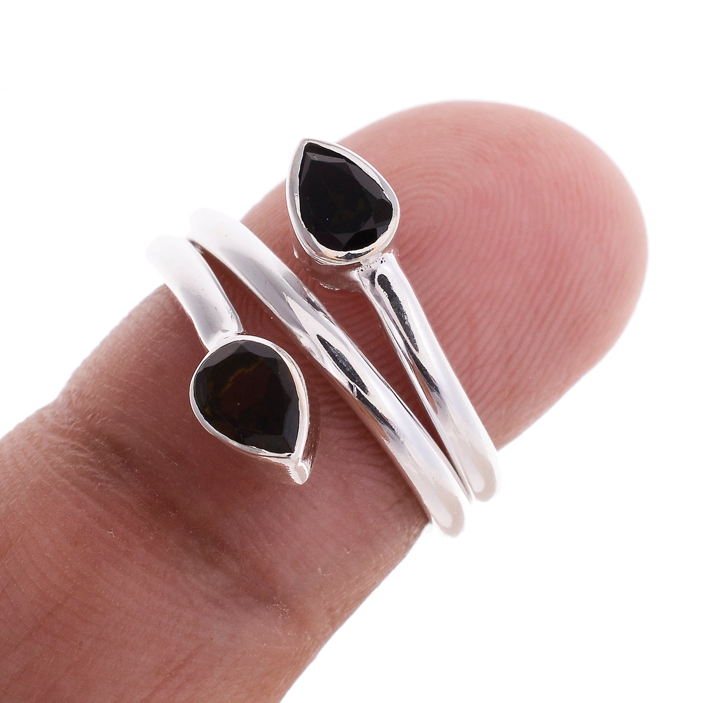 Sterling Silver Double Stone Wrap Ring