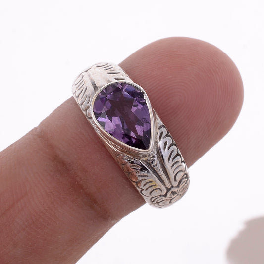 Sterling Silver Hand carved Stone Ring