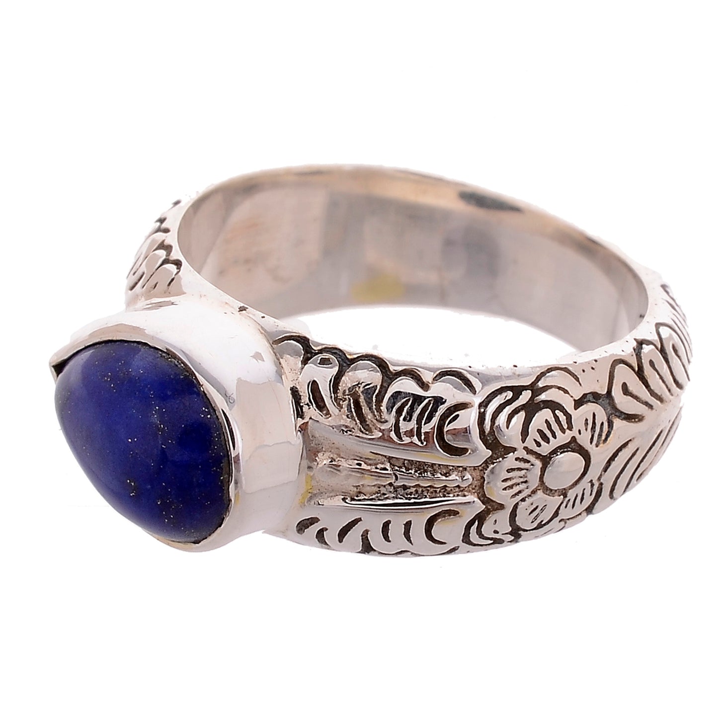 Sterling Silver Hand carved Stone Ring