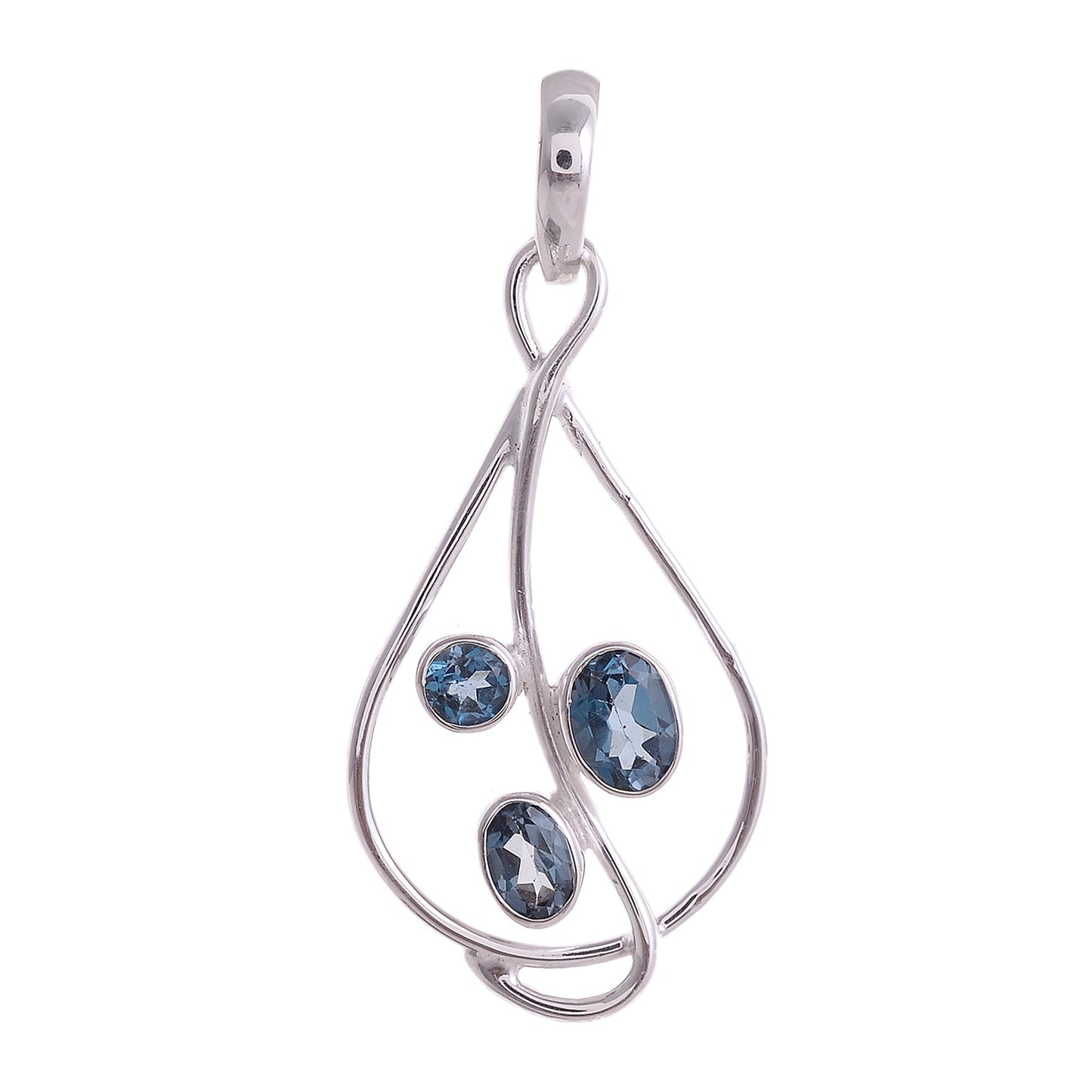 Sterling Silver Three Stone pendant - Available in 15 Stones