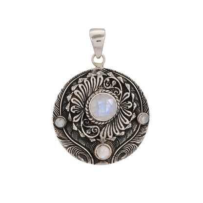 Sterling Silver Hand Etched Feather Pendant - Available in 6 Stones