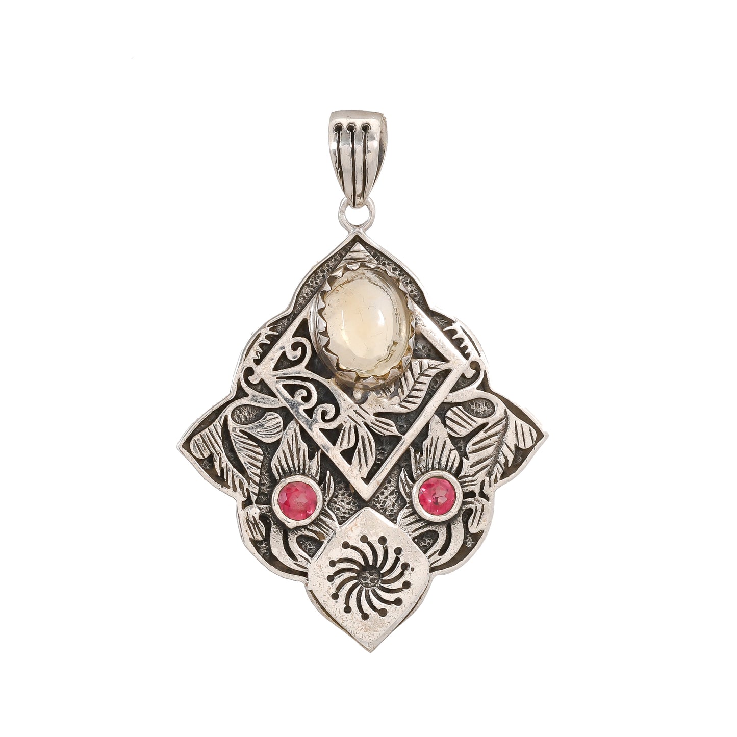 Sterling Silver Special Jayli work Gemstone Pendants - Available in 12 stones