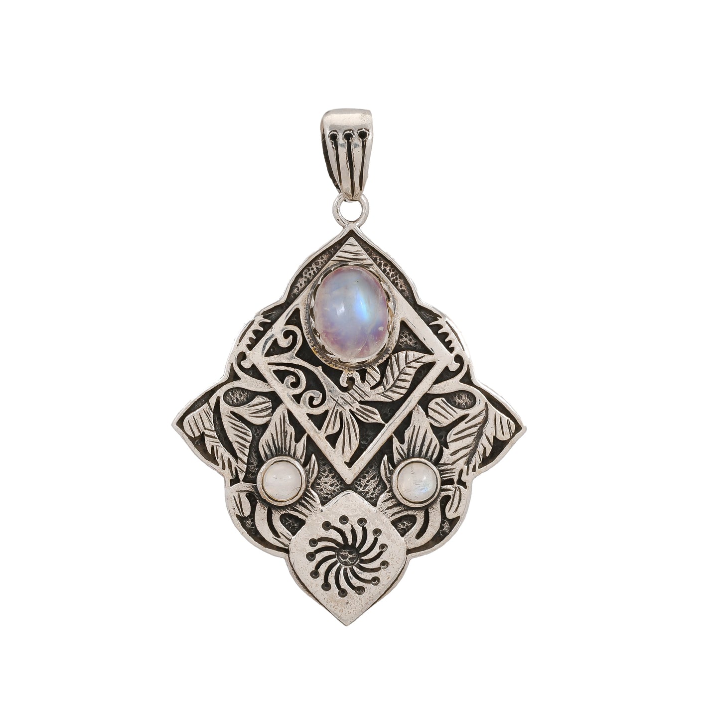 Sterling Silver Special Jayli work Gemstone Pendants - Available in 12 stones