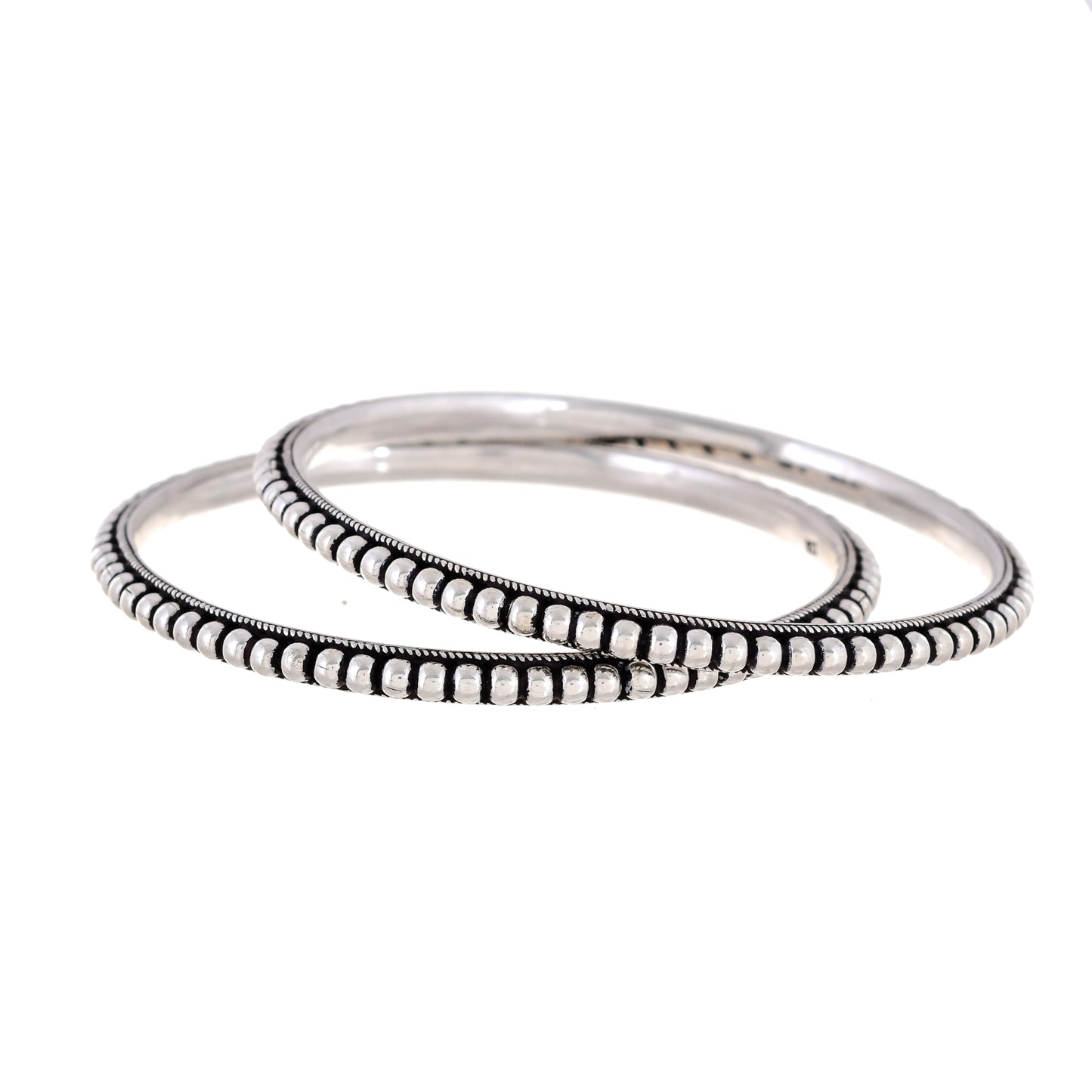 Sterling Silver (925) Tribal large dot Bangle Bracelets