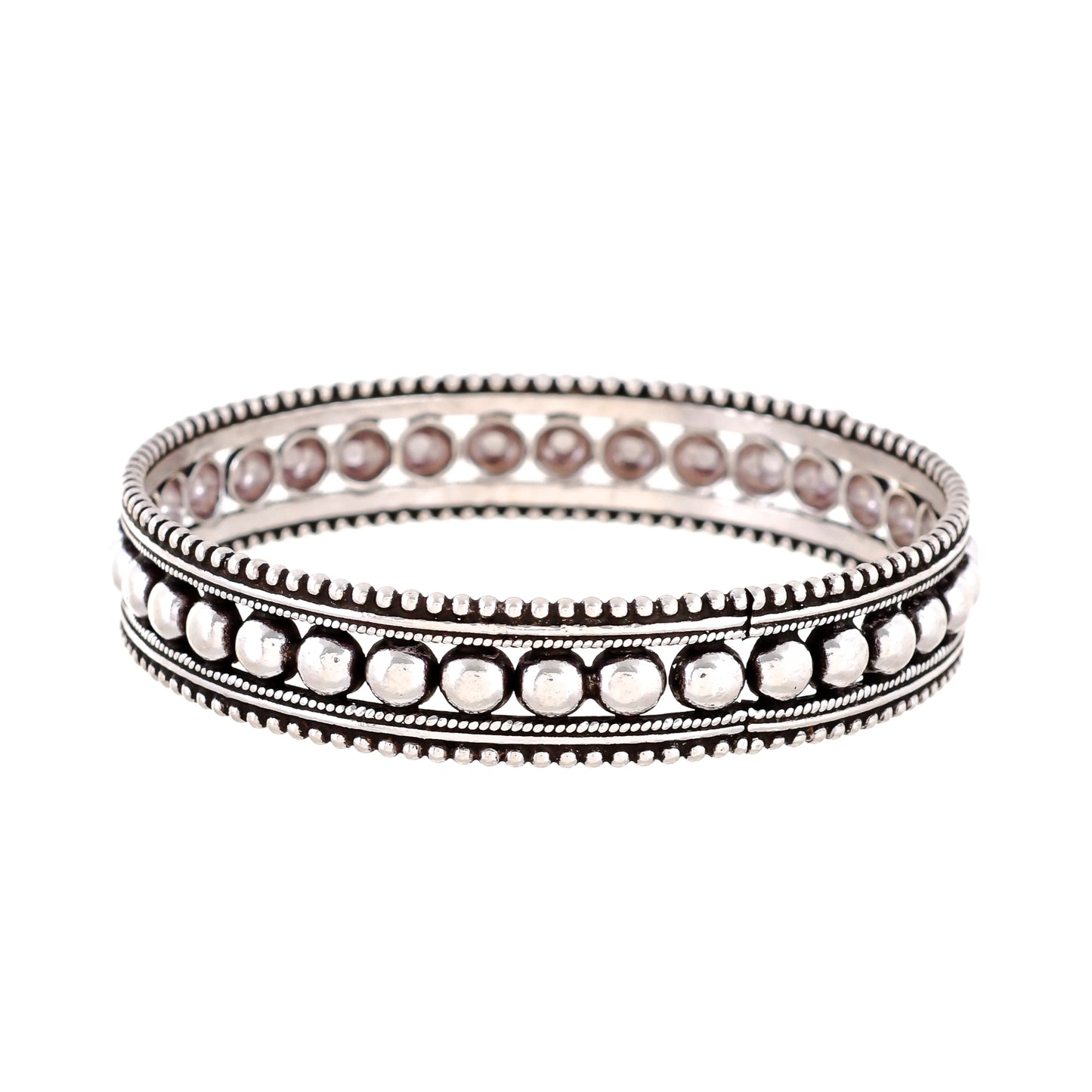 Sterling Silver (925) wide Tribal dot Bangle Bracelets Sterling Silver (925) wide Tribal dot Bangle Bracelets