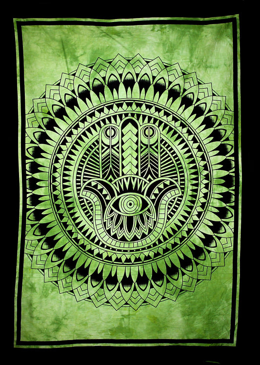 Hand printed Hamsa Fabric Poster Tapestry Wall Hanging - Available in 6 Colors