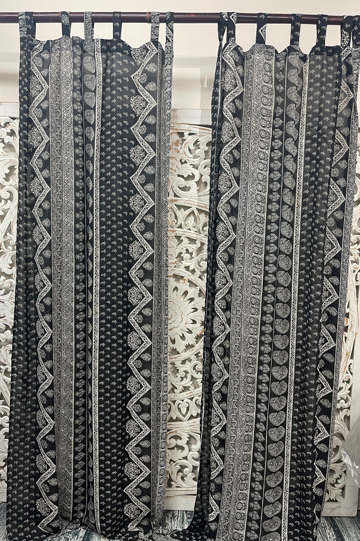 Chiffon Curtain Panels Black & White
