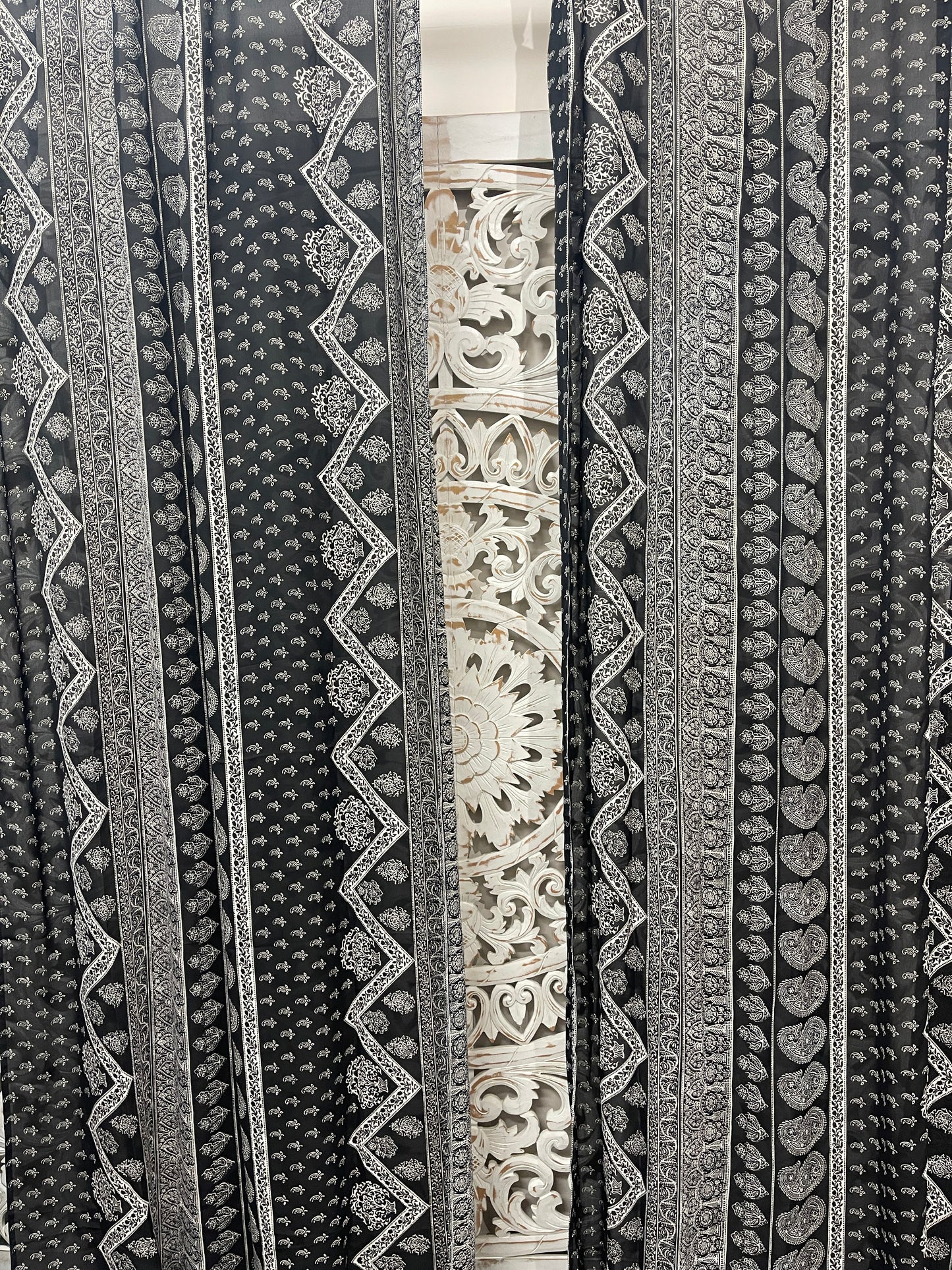 Chiffon Curtain Panels Black & White