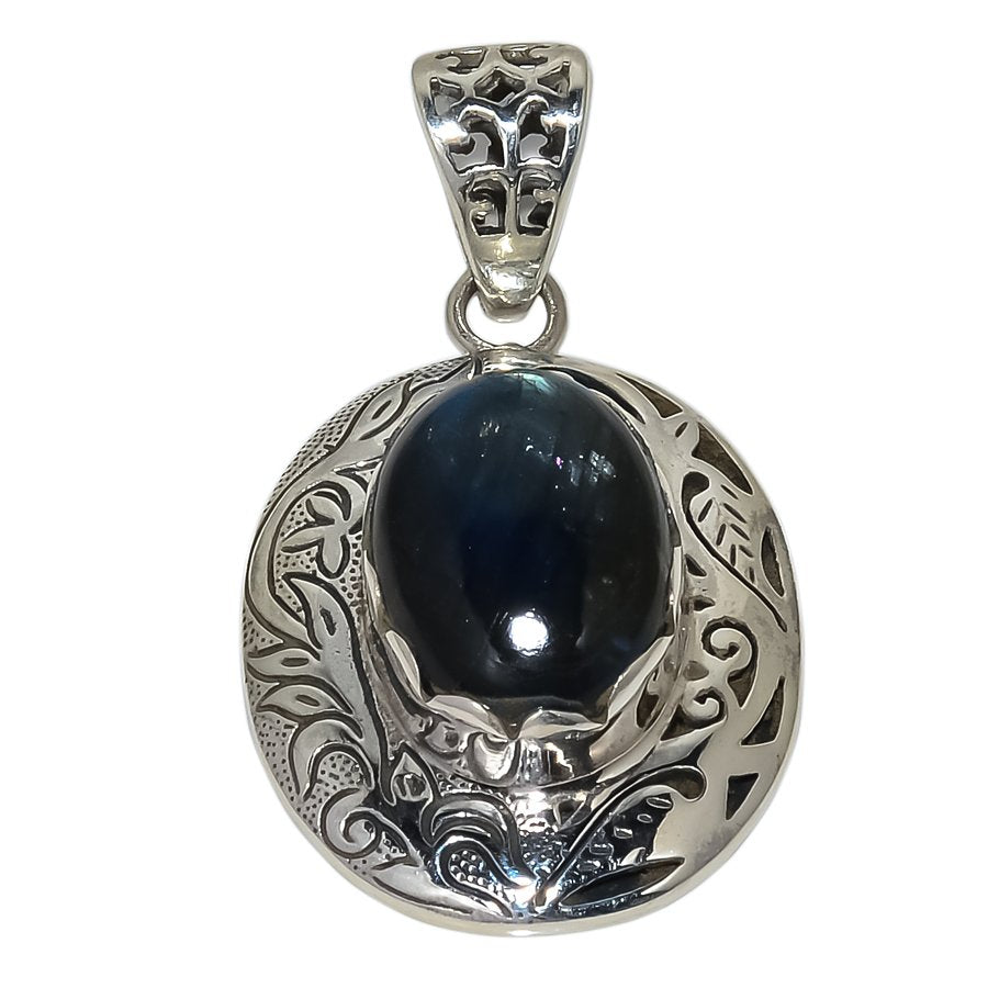 Sterling Silver Hand Etched Pendant - Available in 11 Stones