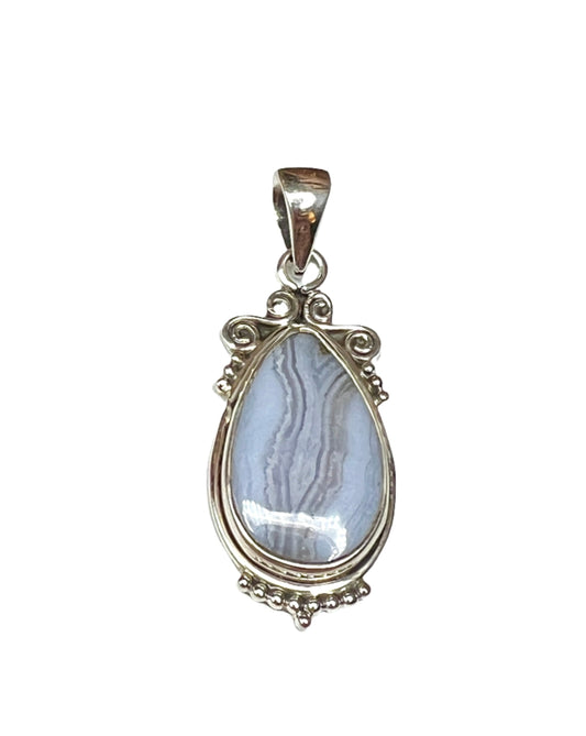 Blue Lace Agate & Leopard Skin Jasper Pendants