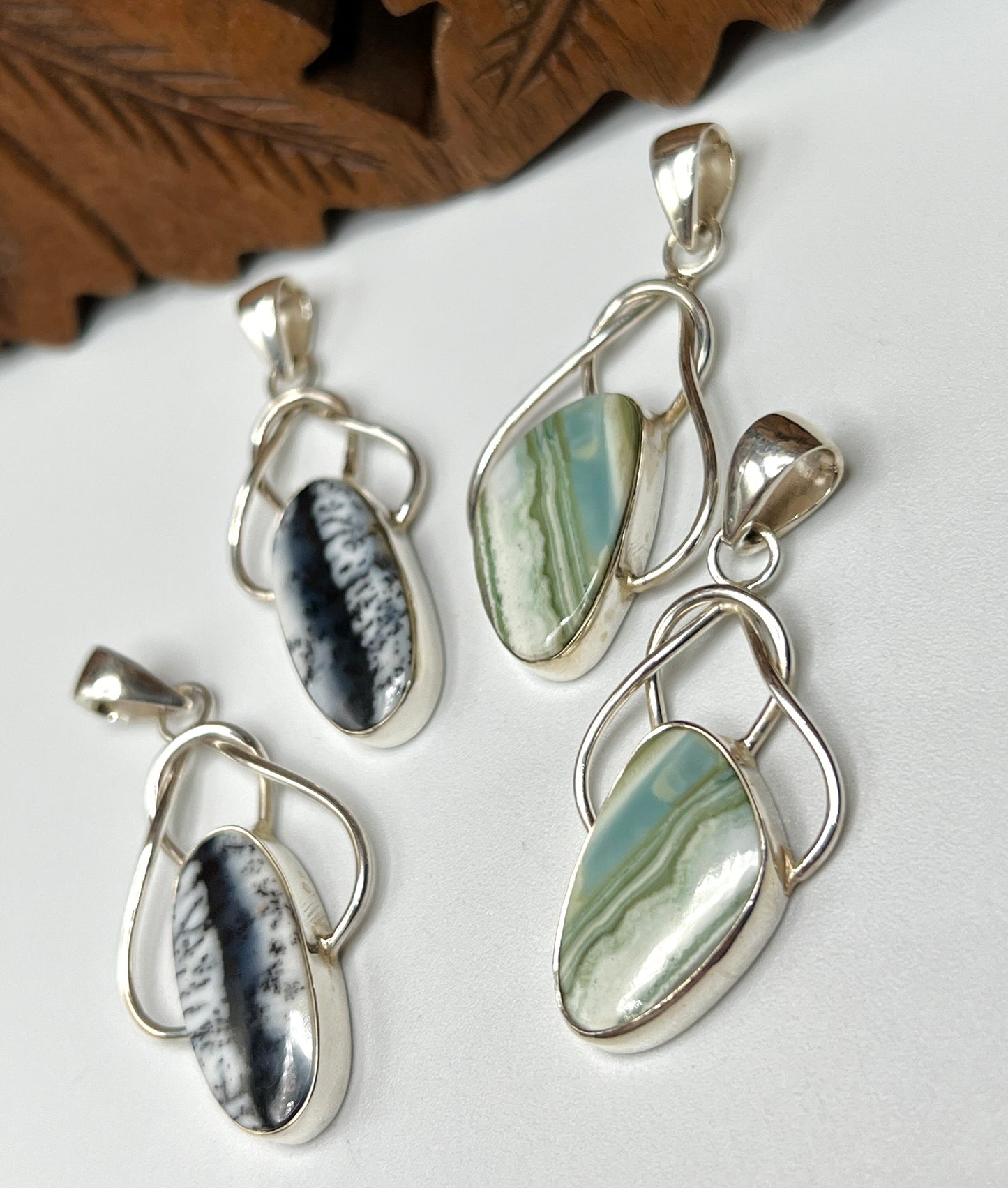Dendritic Opal & Peruvian Opal Pendants