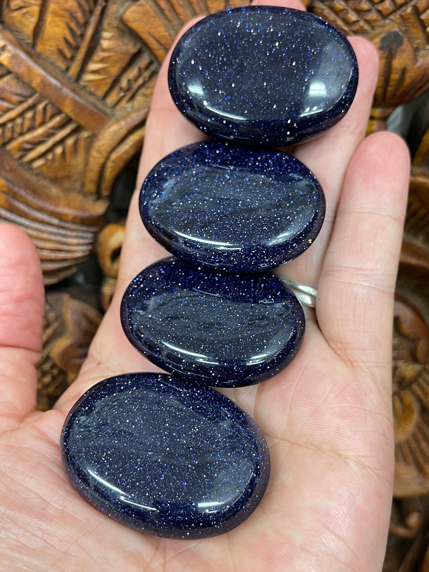 Goldstone and Blue Goldstone Palm Stones