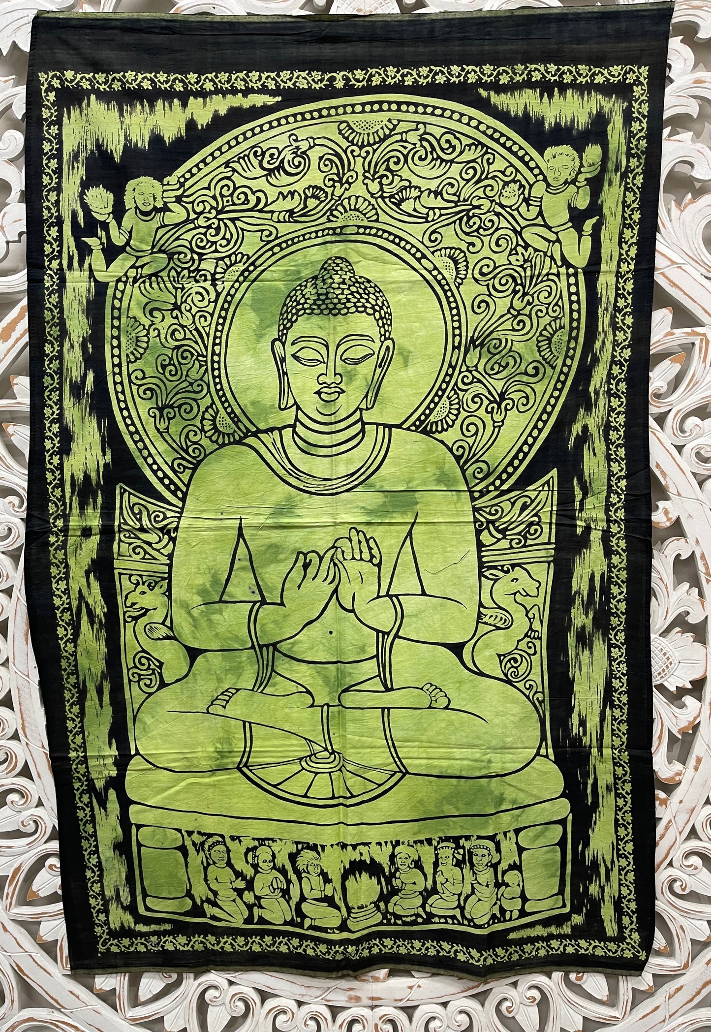 Hand printed Fabric Posters Mini Buddha Tapestry Wall Hanging - Available in 5 Colors