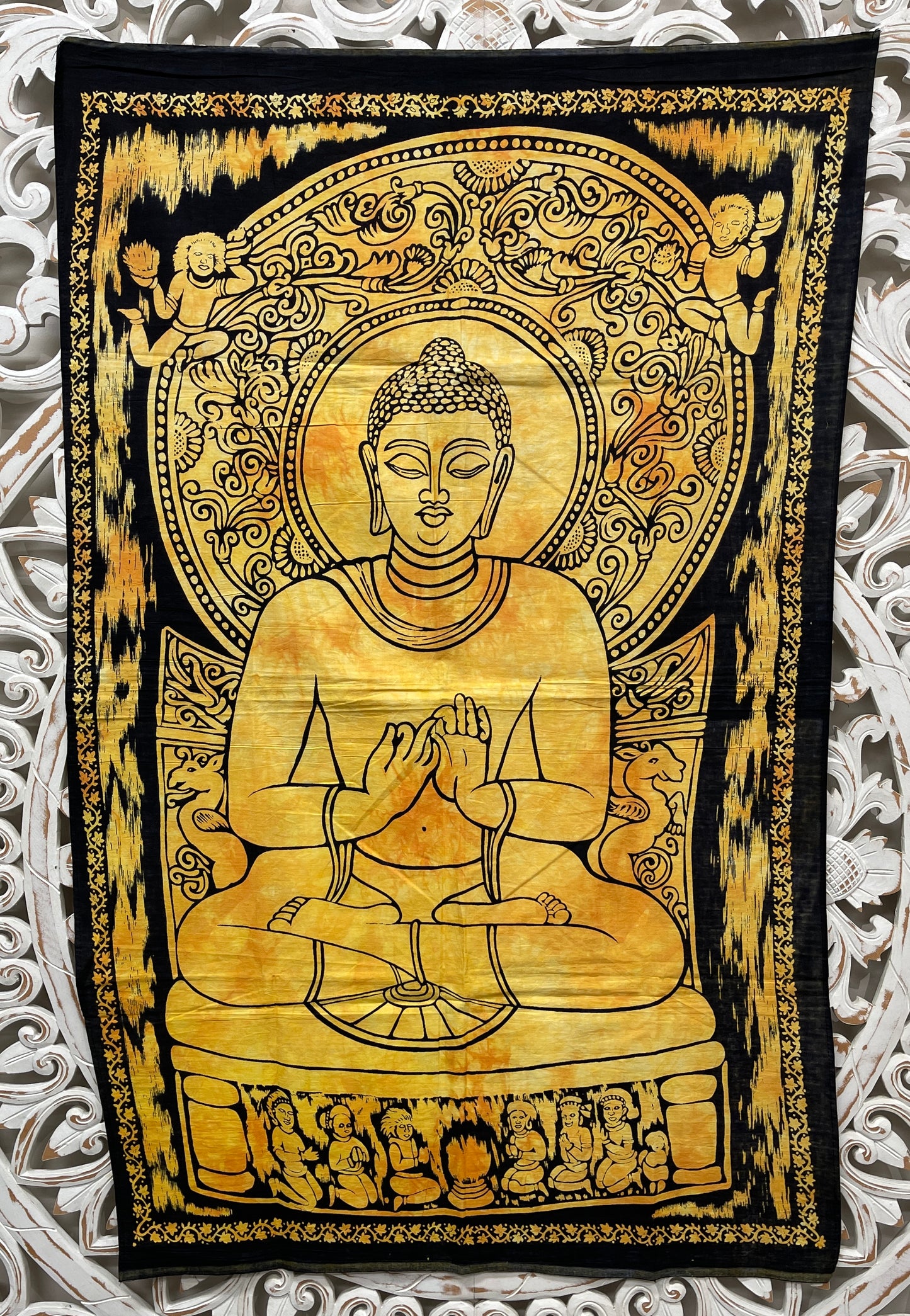 Hand printed Fabric Posters Mini Buddha Tapestry Wall Hanging - Available in 5 Colors